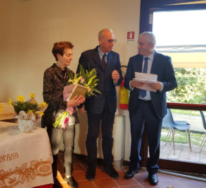 Dianella Malaguti col presidente Ferranti e il sindaco Ceccarelli